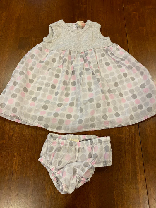 Girls Pink/Grey Dress with diaper cover-0-3mo