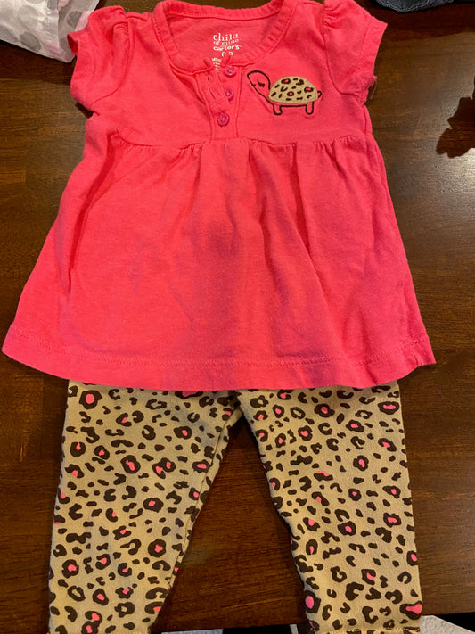 Girl's Leopard Print Turtle Outfit-0-3mo