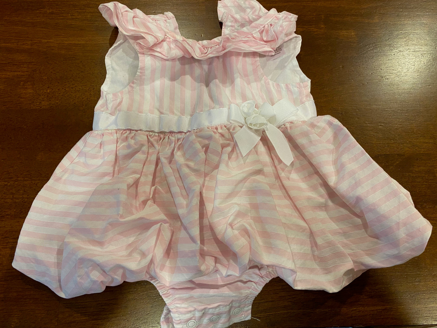 Girls Pink/White Stripe Dress-3mo