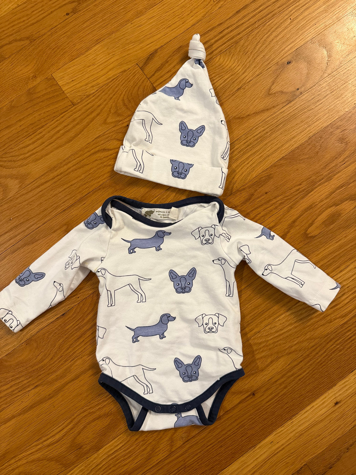 Seller #152 - Monica & Andy 0-3 months dog onesies with hat