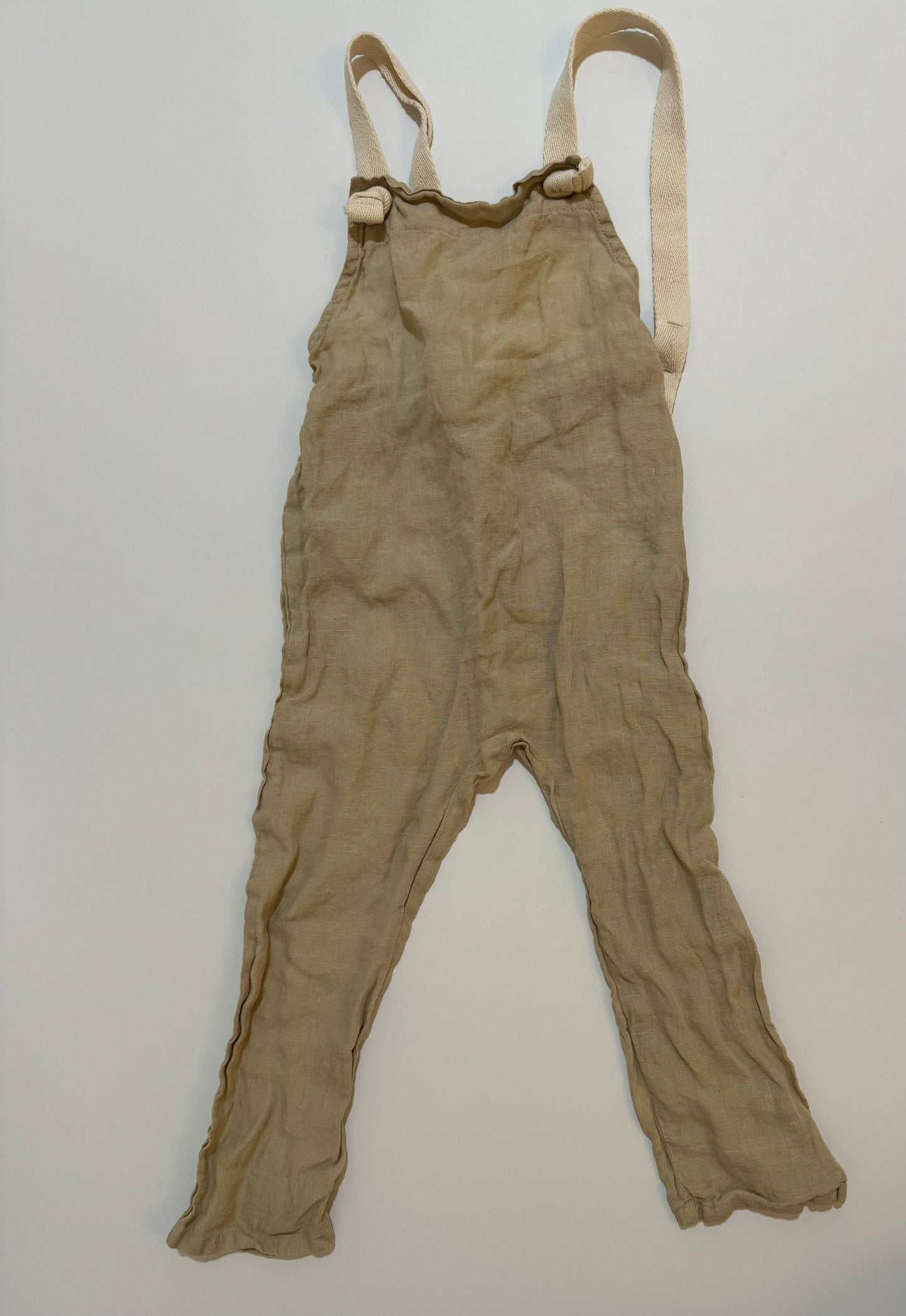 *REDUCED* 2-3 Gender Neutral The Simple Folk Linen Oatmeal Overalls