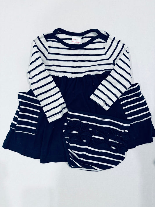 *Reduced* Hanna Andersson Girls 2T navy stripe dress with bloomers