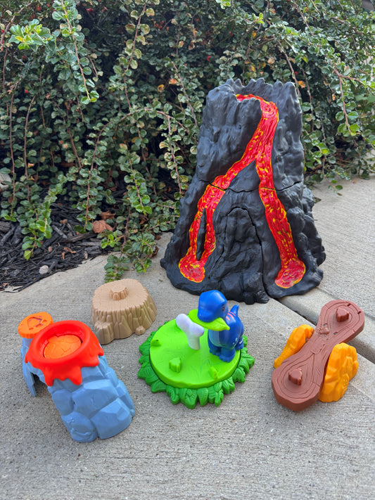 Seller #22 - Dinosaur toy lot with volcano - GUC