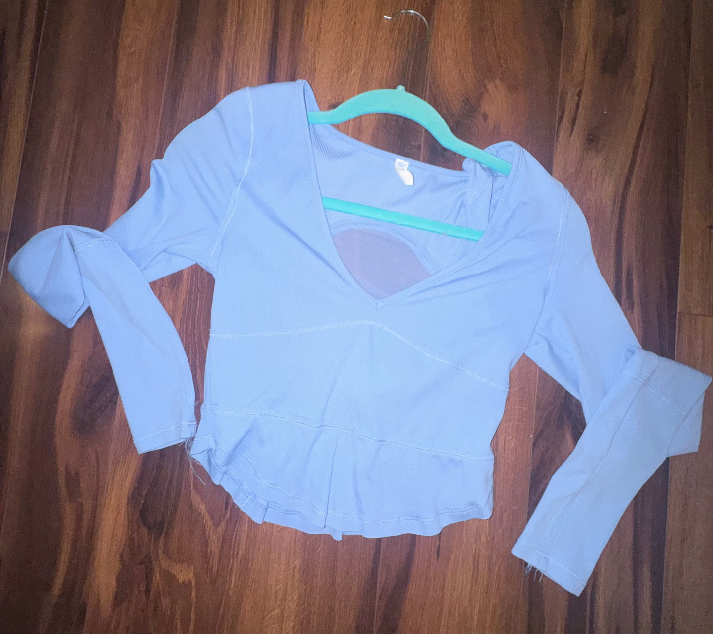 Seller #144 FREE PEOPLE Blue Long Sleeve Athletic Top - Size SMALL