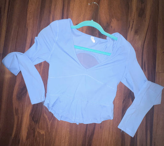 Seller #144 FREE PEOPLE Blue Long Sleeve Athletic Top - Size SMALL