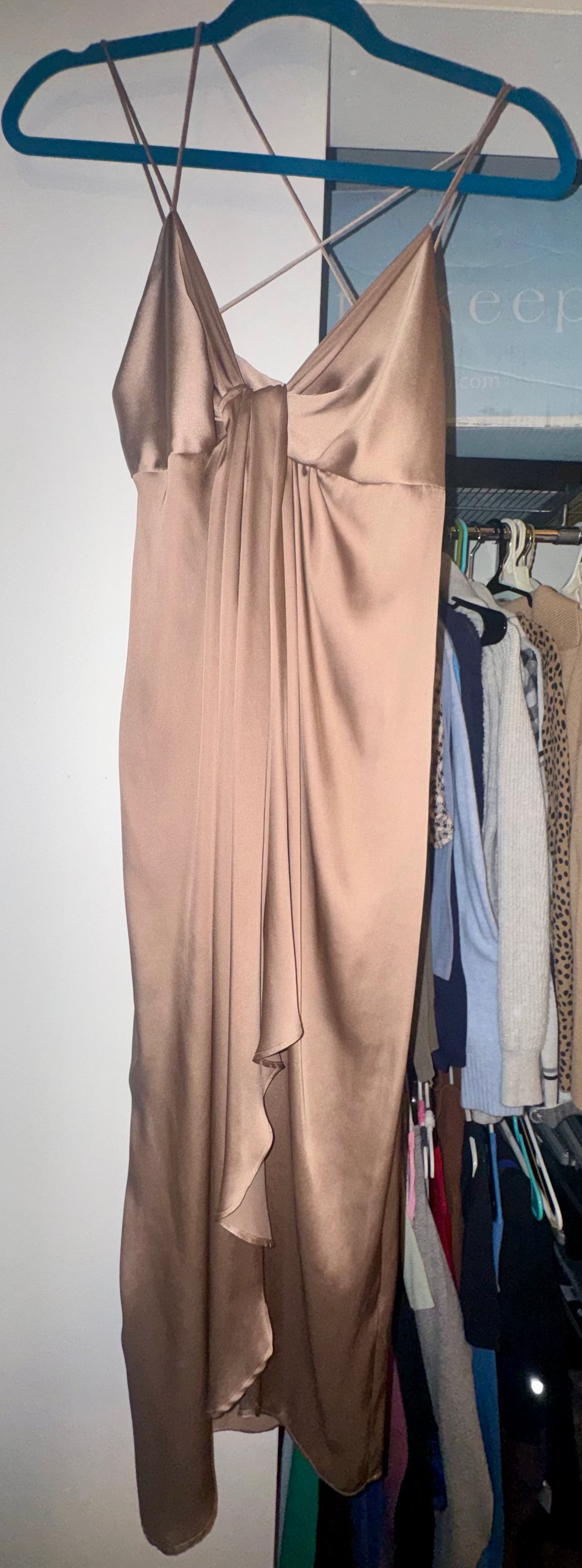 Seller #144 ZARA Gold/Champagne Satin Maxi Dress - Size XSMALL