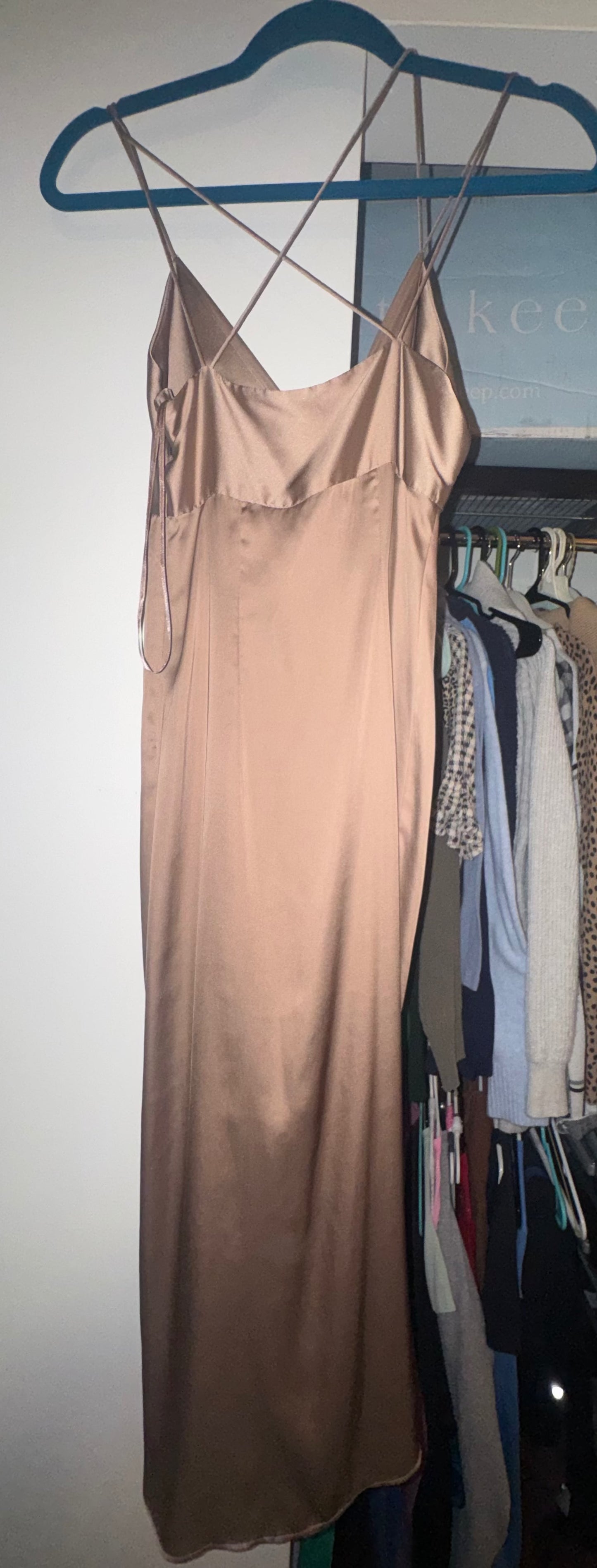 Seller #144 ZARA Gold/Champagne Satin Maxi Dress - Size XSMALL