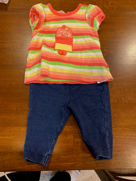 Girls Popsicle Jean Outfit-0-3mo