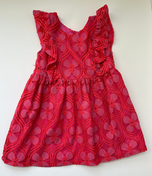 Girls 18. months lace overlay pink dress (45244)