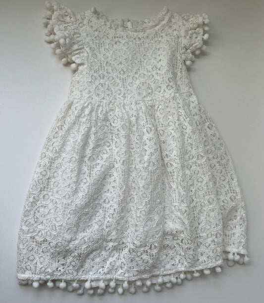 Girls 18 months lace overlay white dress (45244)