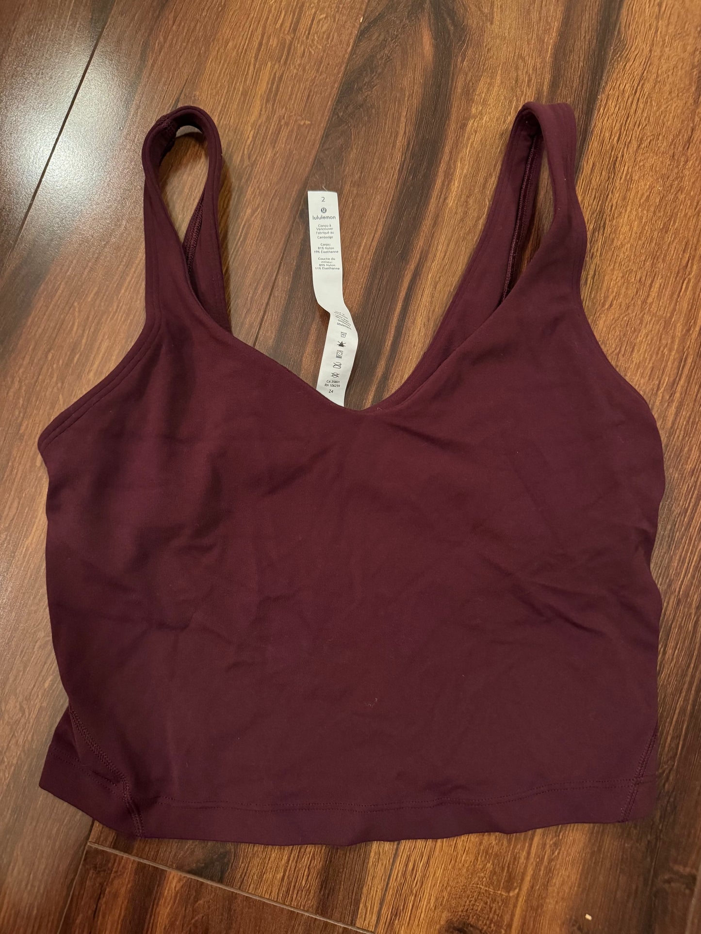 Seller #144 LULULEMON Align Tank - Burgundy Color - Size 2