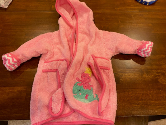 Girls Pink Robe with sea creatures