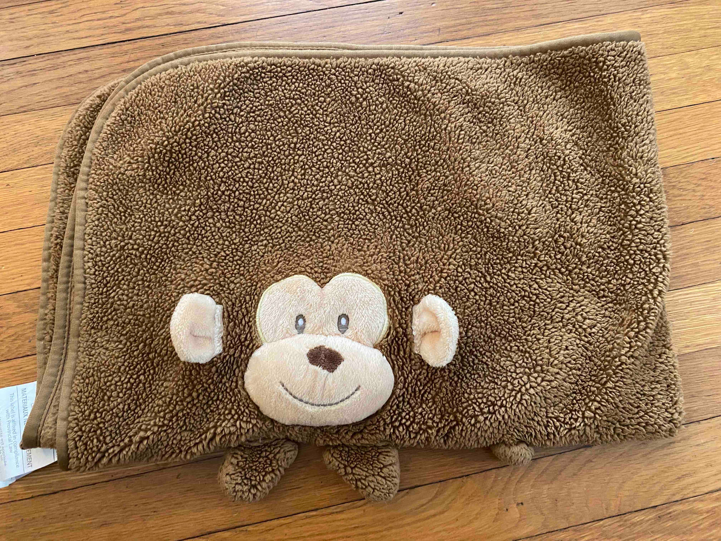 #95B Like New Plush Pet Blankie, Monkey, 38” x 25”