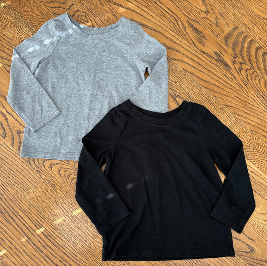 #33B • Girls • 2T • Cat & Jack • Black/Gray Long Sleeve T-Shirts x2