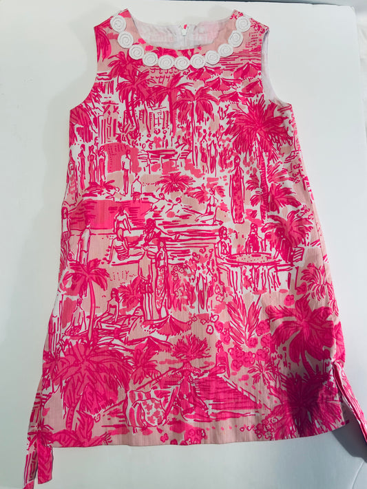 #142 Lilly Pulitzer pink dress girls size 7- EUC