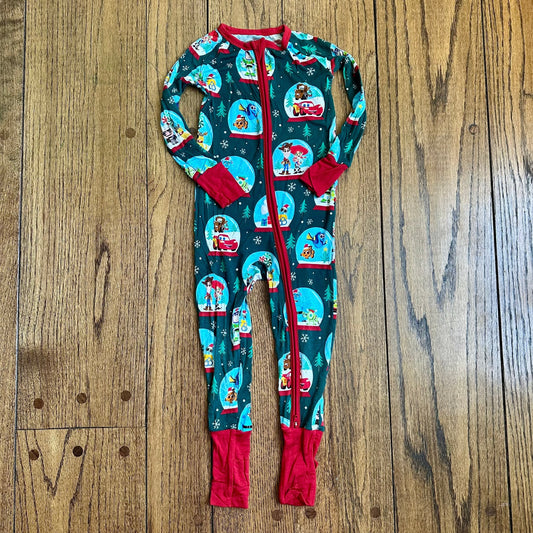 #113	EUC Little Sleepies Christmas Pixar Globes zippy, 18-24 mos