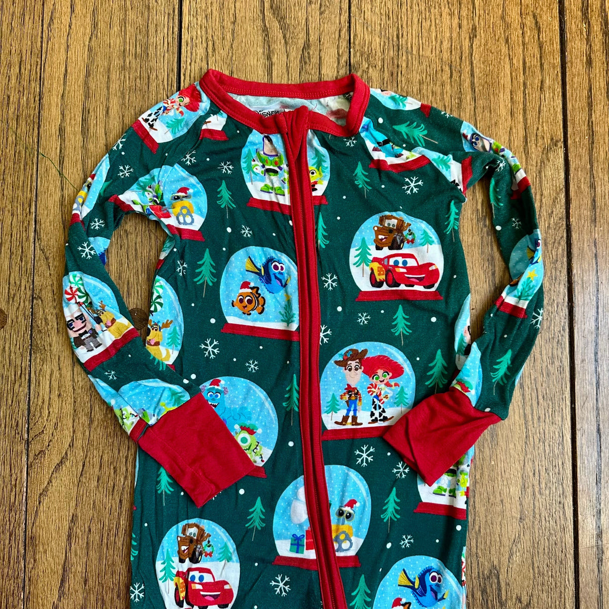 #113	EUC Little Sleepies Christmas Pixar Globes zippy, 18-24 mos