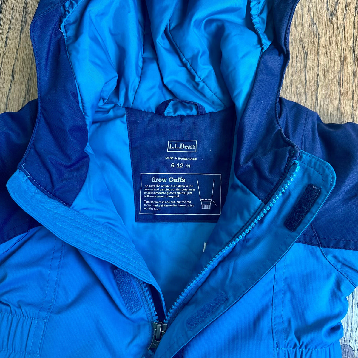 #113	EEUC Boys LLBean Blue Snow suit, size 6-12 months