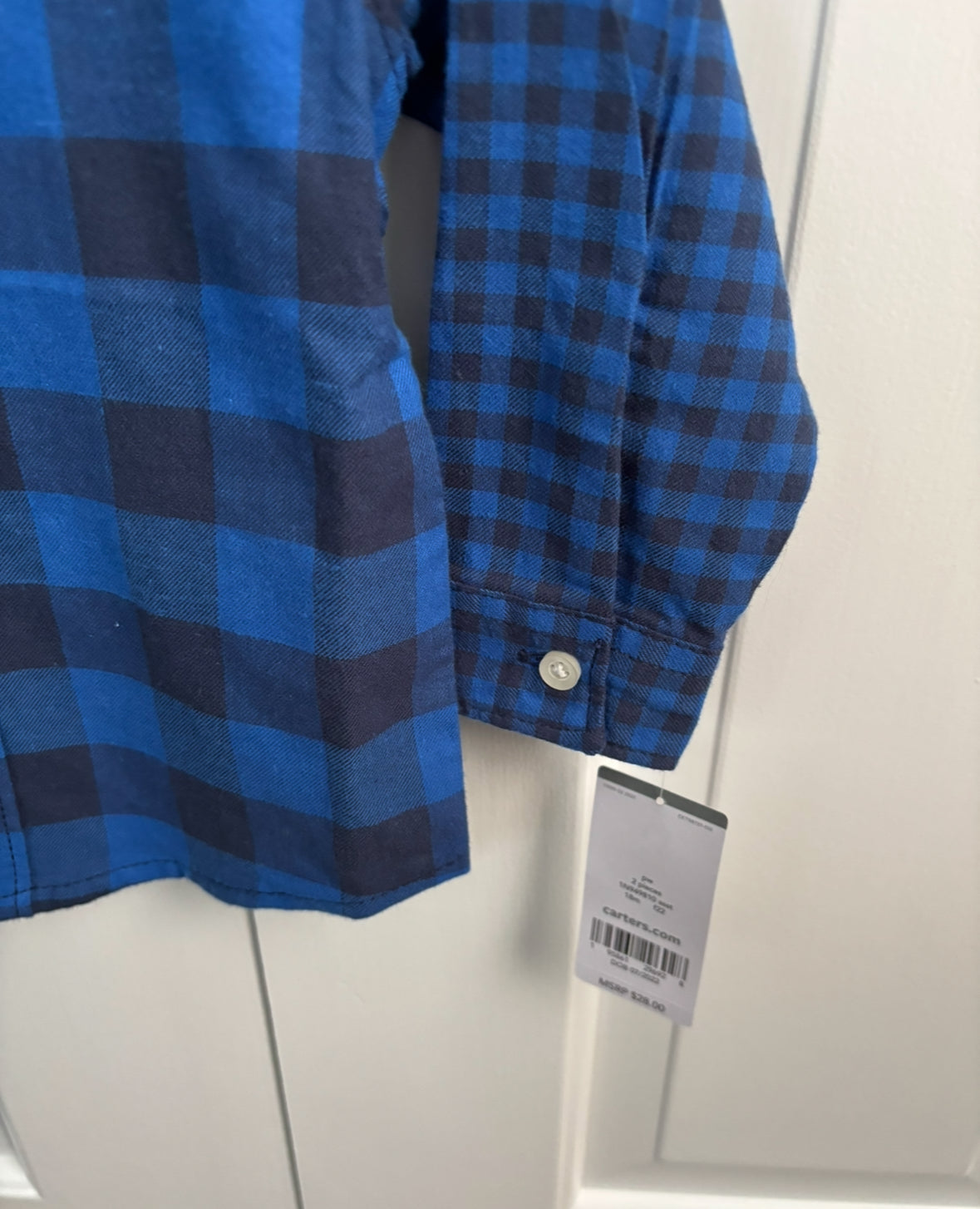 Seller #195 - NWT Carter’s Boys Blue Plaid Button Down Shirt - Size 18 Months