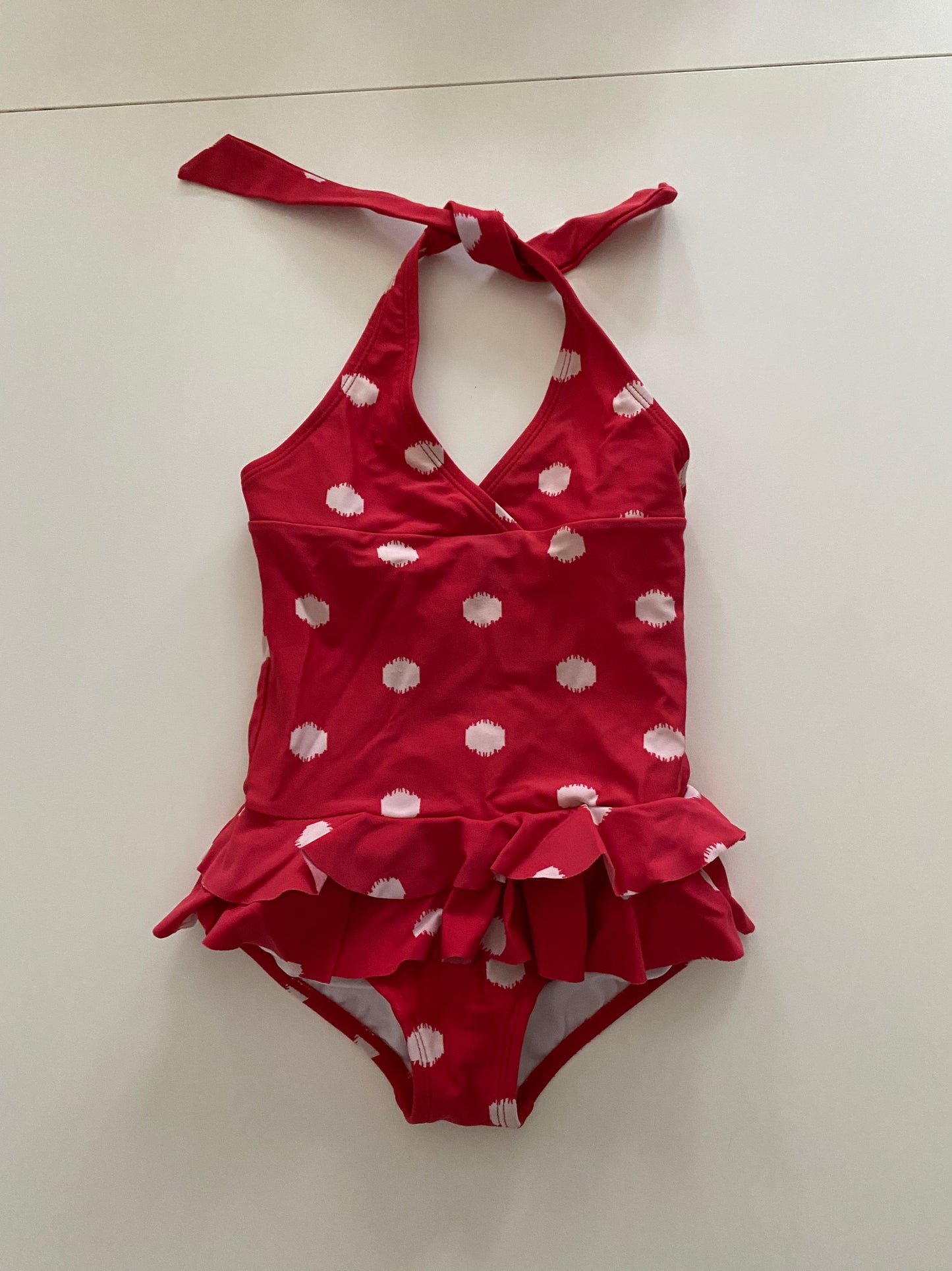 Hanna Andersson Swim Red Polka Dot Bathing Suit Girls Size 90