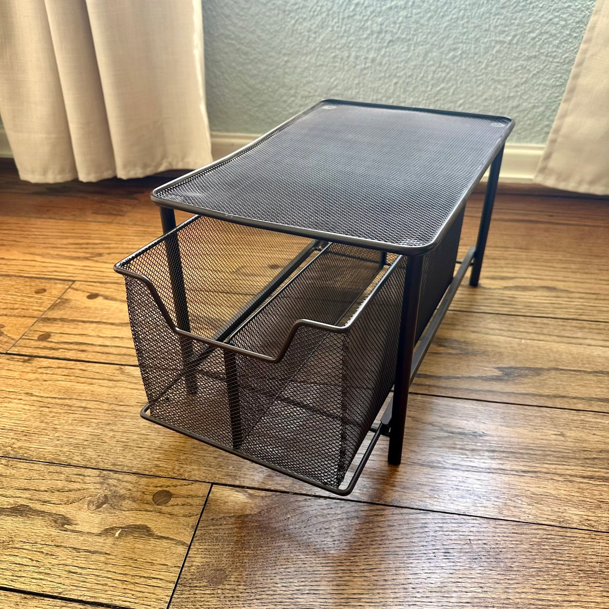 #113	Bronze Undersink Bathroom Organizer, approx 16 x 10.5 x 9.5"