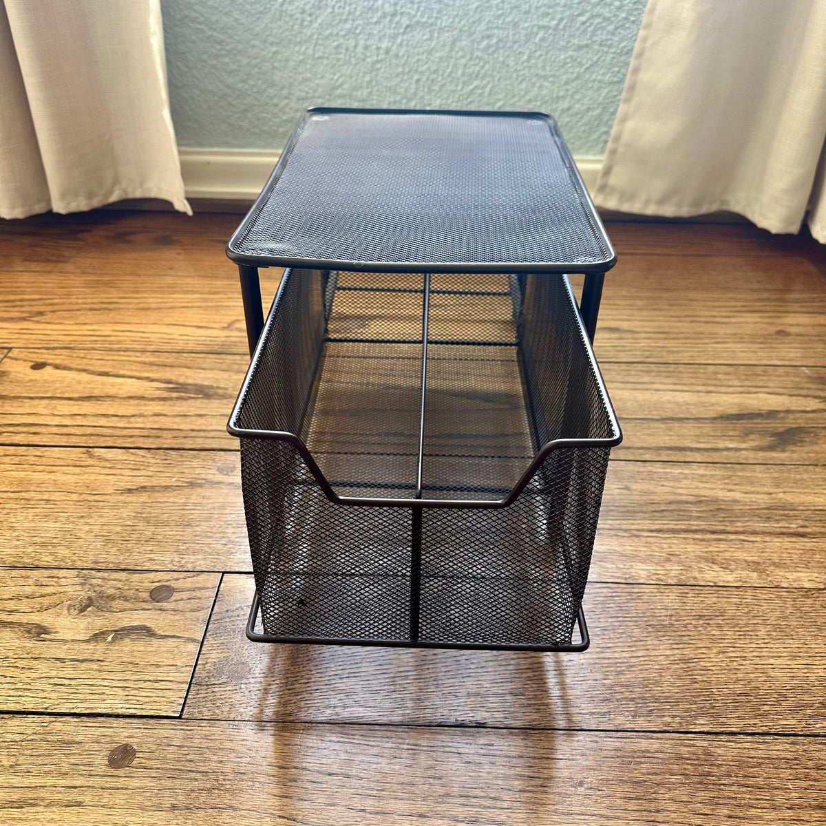 #113	Bronze Undersink Bathroom Organizer, approx 16 x 10.5 x 9.5"
