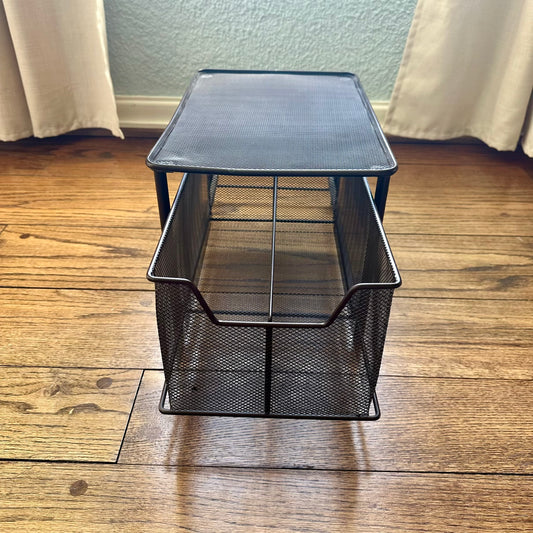 #113	Bronze Undersink Bathroom Organizer, approx 16 x 10.5 x 9.5"
