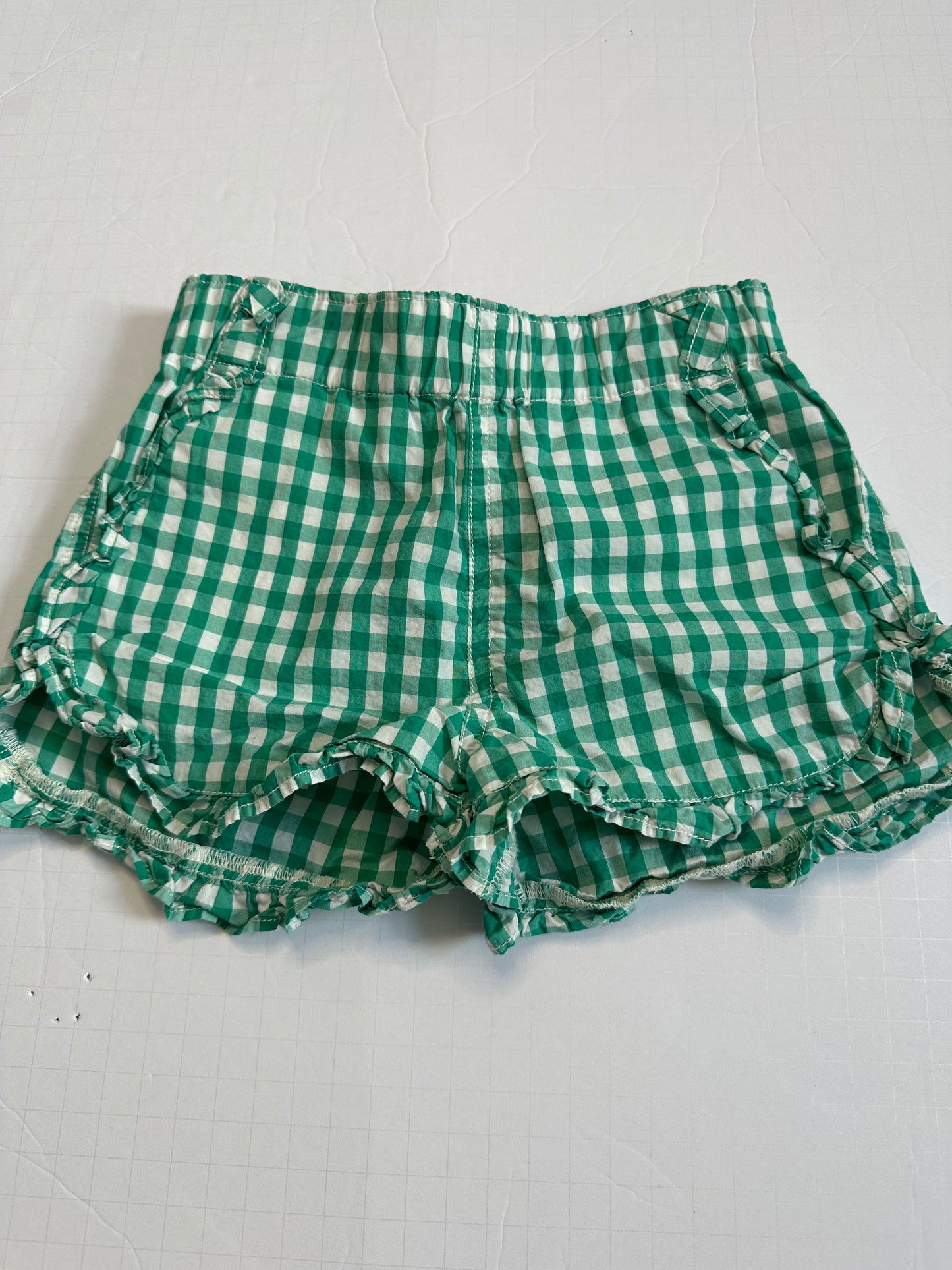 #162 Crewcuts Green and White Plaid Shorts size 6