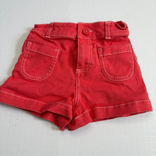 #162 Mini Boden Red Denim Shorts size 6/7