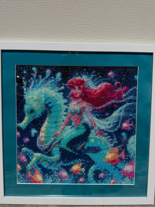 Seller #22 - Ariel/Little Mermaid framed & matted dot art - 1 of 4 - LIKE NEW