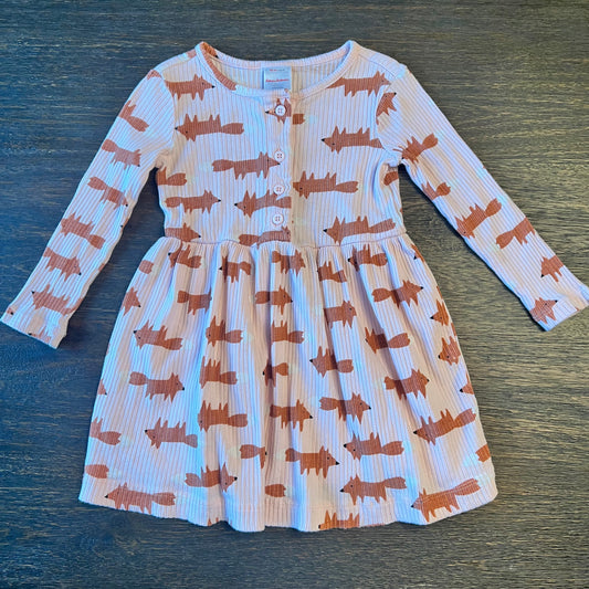 #5 Hanna Andersson Fox Print Dress, Light Pink, Girls 2T