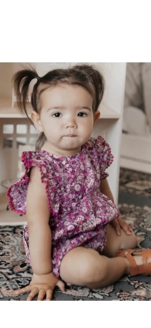 #117, Girls 2T, Jamie Kay Garden Print Floral Ruffle Romper, New with Tag