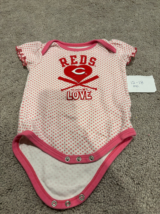 12-18 Mo -  - Reds Pink Polka Dot SS Onesie - PU 45236 (near Kenwood) Except Semiannual Sale