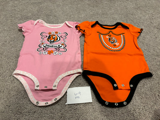 6-9 Mo -  - 2 Pack Bengals SS Onesies (Pink/Orange) - PU 45236 (near Kenwood) Except Semiannual Sale