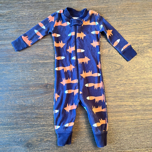 #5 Hanna Andersson Fox Print Zip Up Sleeper, Boys 3-6 months, Girls 3-6 months