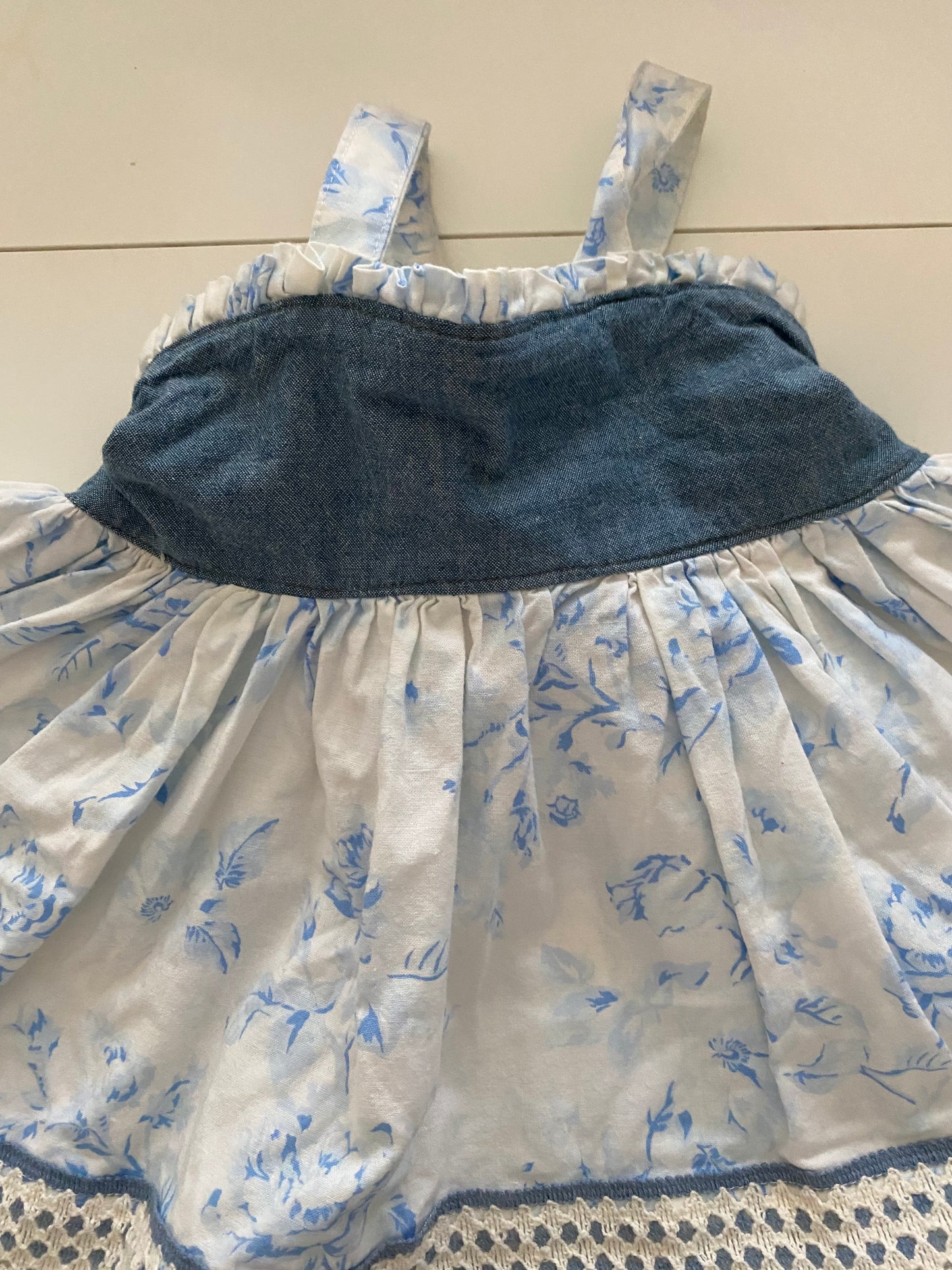 Dress Like Lex Boutique Brand Denim & Floral Dress with Bloomers Girls 18M