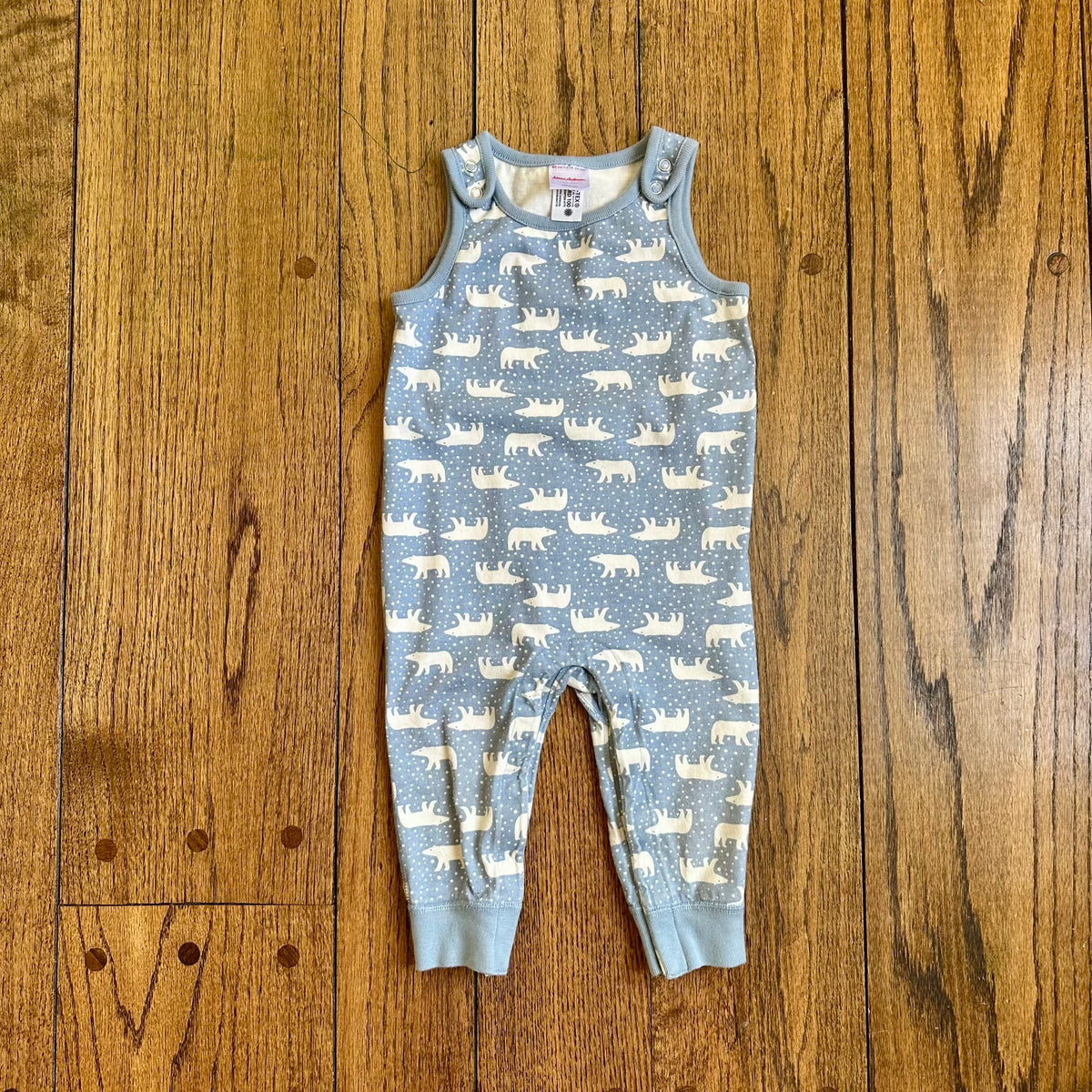 #113	EUC Boys Hanna Andersson Blue Polarbear Snap Overalls, size 18-24 months