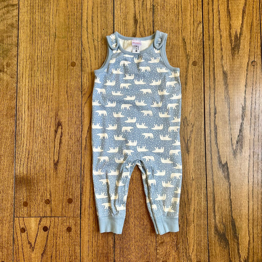 #113	EUC Boys Hanna Andersson Blue Polarbear Snap Overalls, size 18-24 months