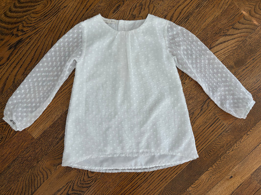 #103 • Girls • 4T • Copper Key • White Polka Dot Blouse