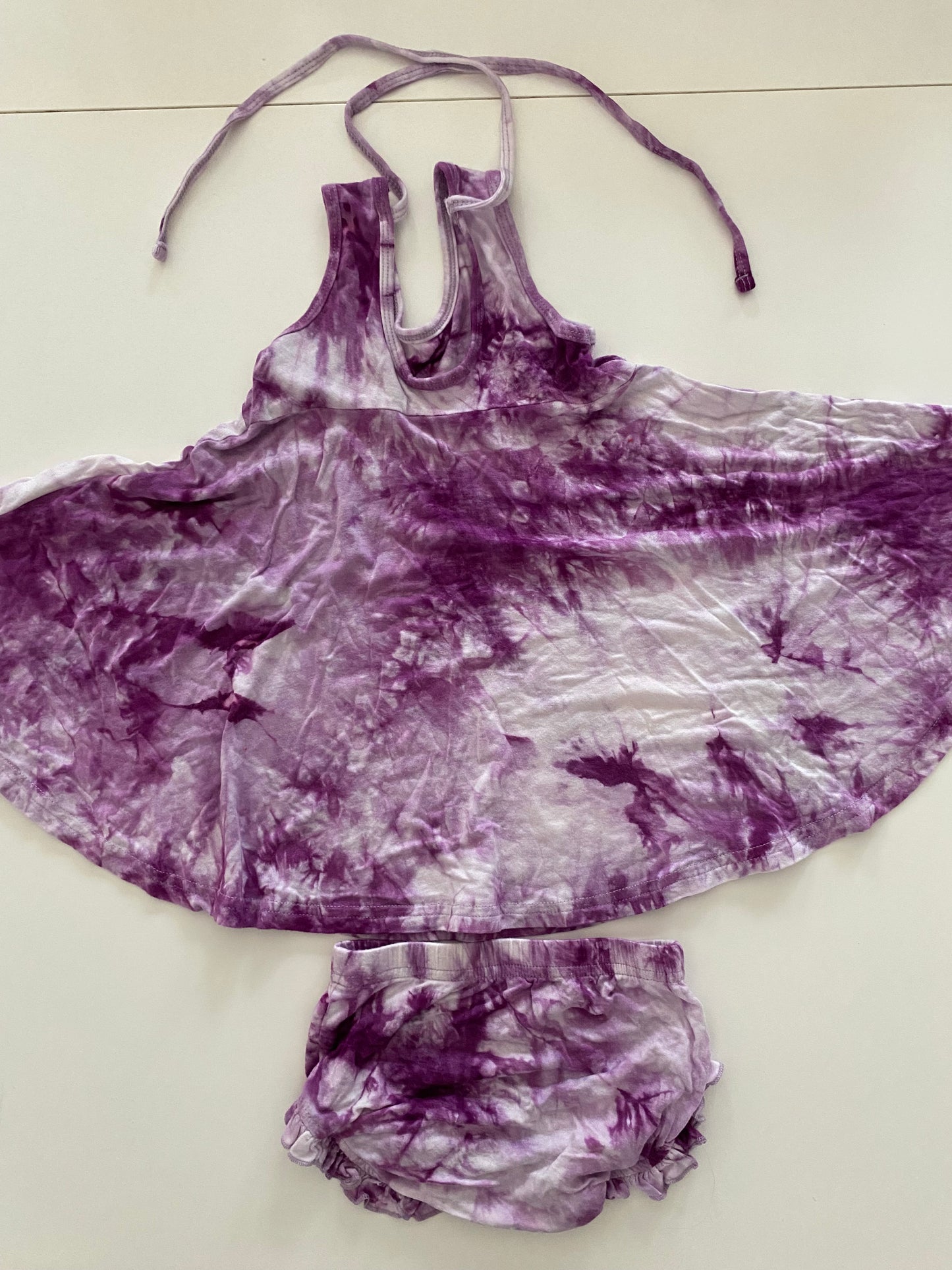 Sew Sassy Purple Tie-Dyed Dress with Bloomers Girls 18M