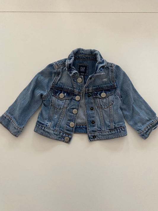 #84B- Gap Distressed Denim Jacket Girls 12-18M