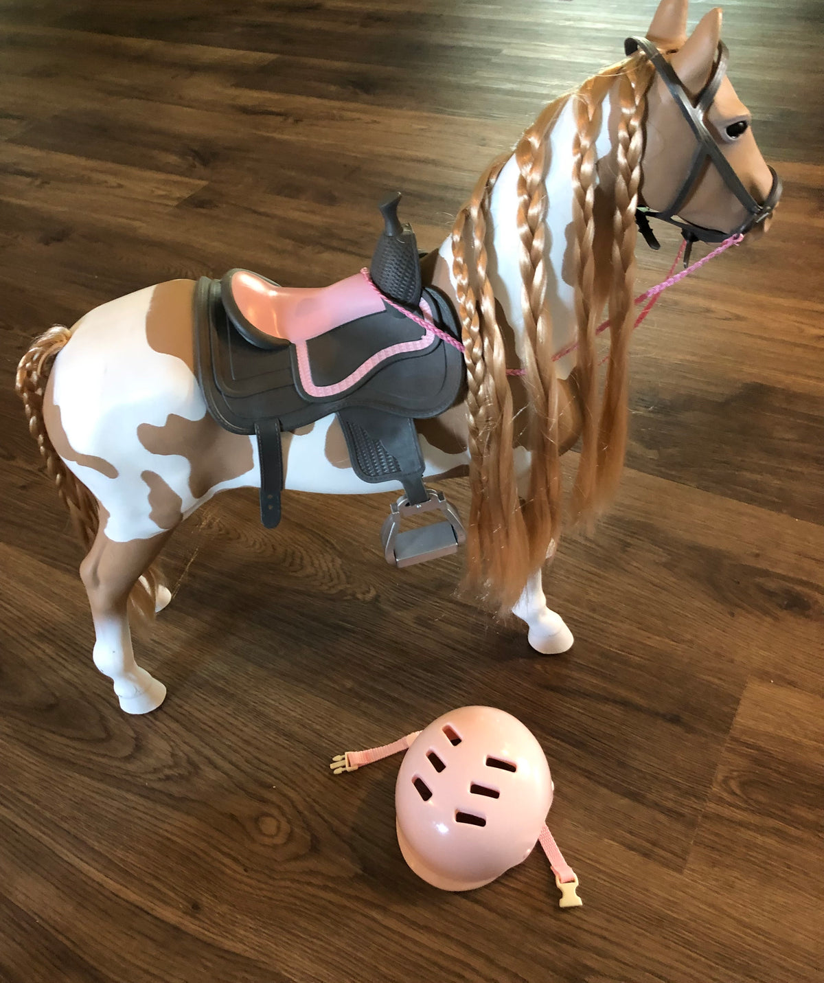 #137 Our generation 18” doll horse and helmet