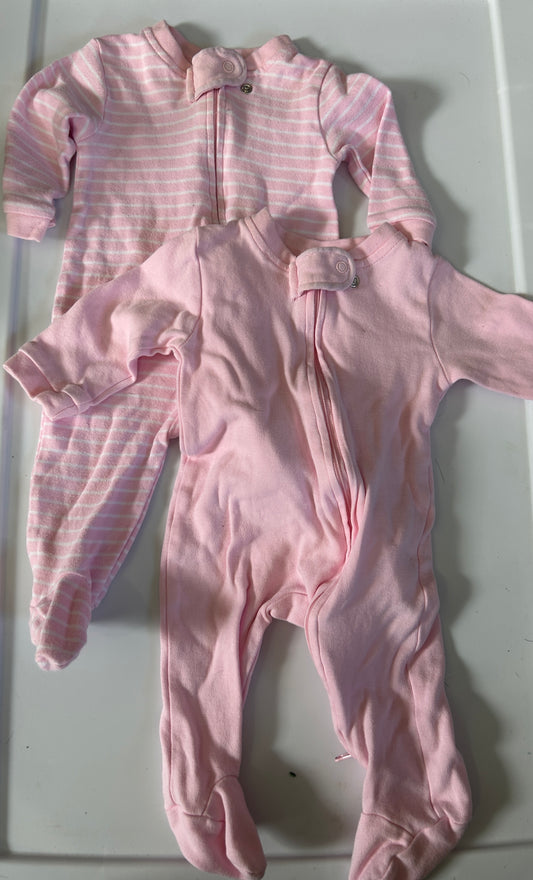 #34 girls 2 pack zip footies 3months