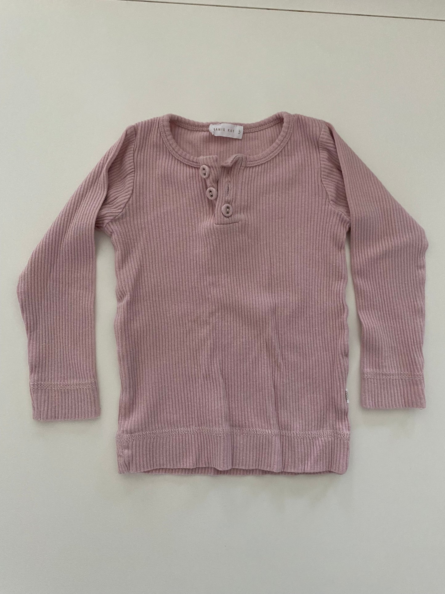 #84B- Jamie Kay Blush Pink Ribbed Long-Sleeved Shirt Girls 1yr