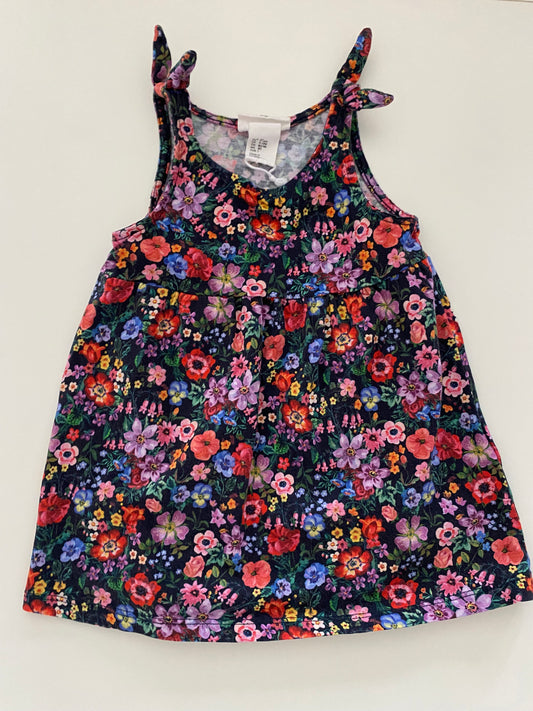 #84B-H&M Black Floral Dress Girls 9-12M