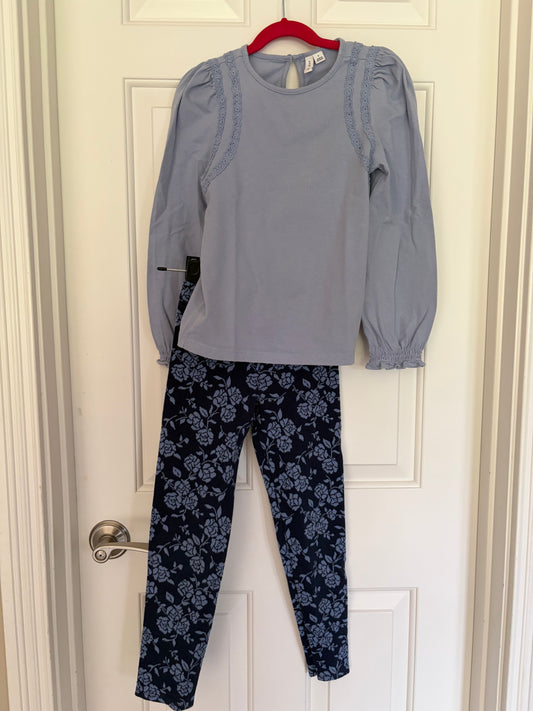 #30 Girls Janie and Jack Two piece set, navy and purple, size 7