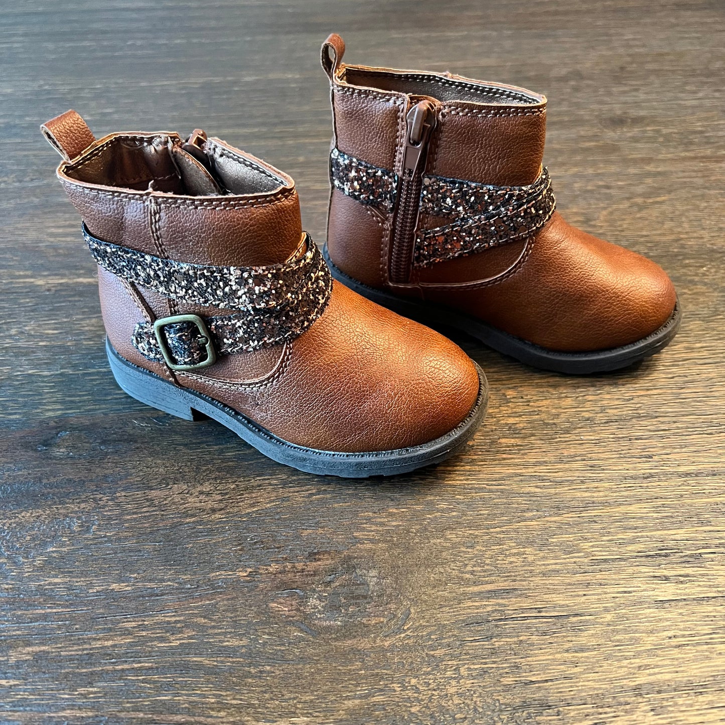 #5 Carters Brown Boots with Sparkle Strap, Girls 6C