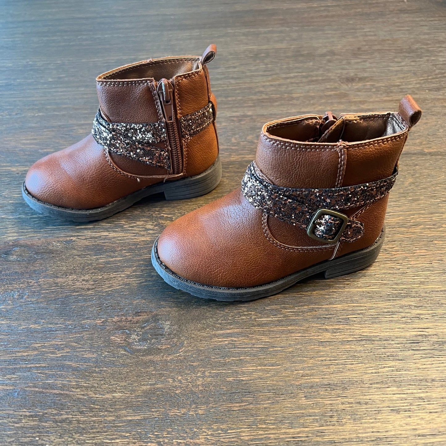 #5 Carters Brown Boots with Sparkle Strap, Girls 6C