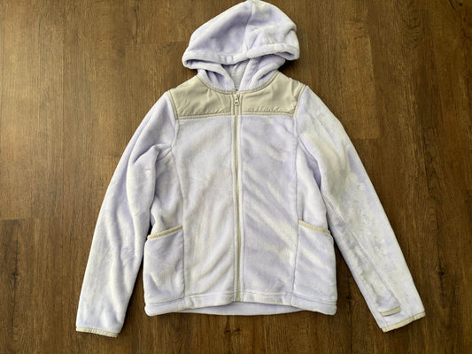 #126 EUC SO Light Purple/Gray Fleece Hooded Jacket Girls L 10/12