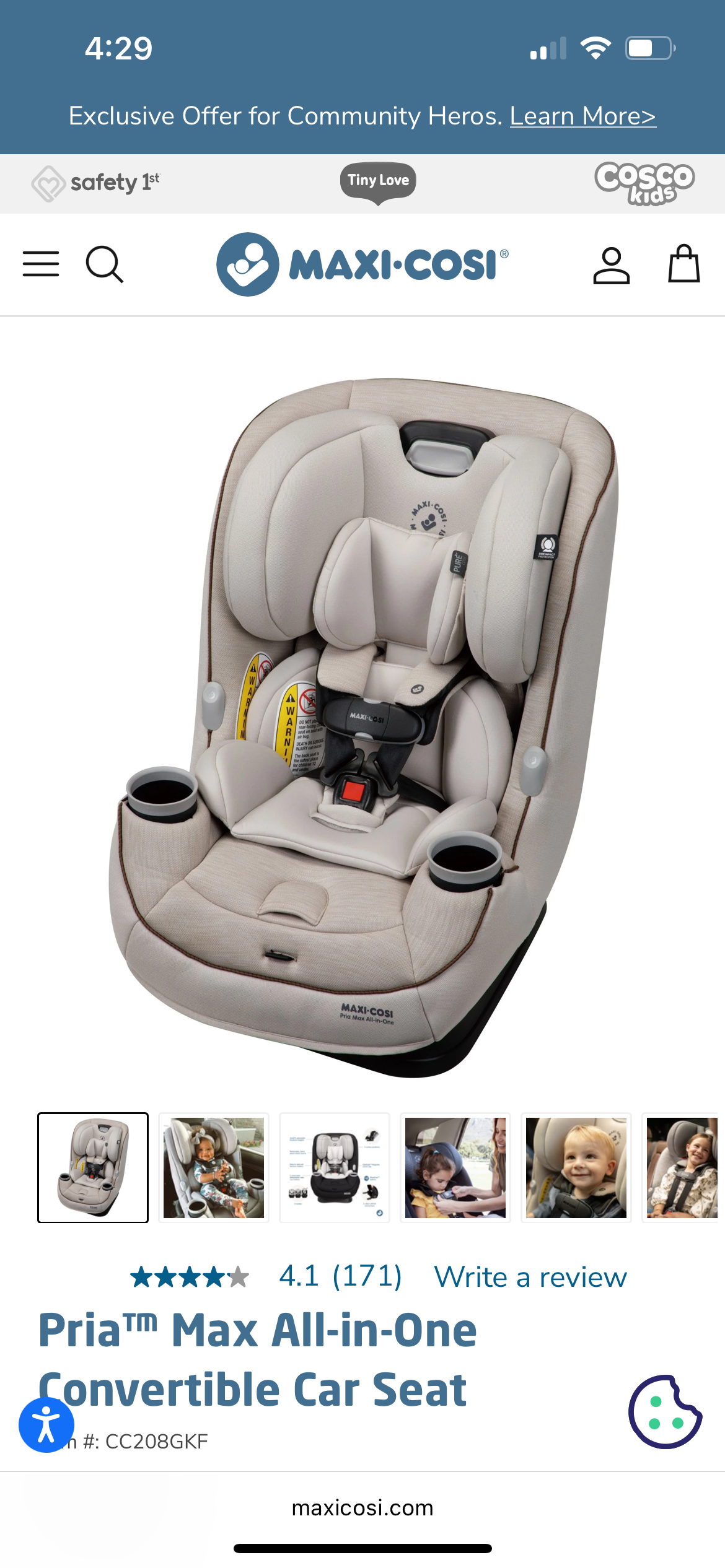 Seller #7 Maxi Cosi brand new Pria Max 5-1 car seat padding set navy blue